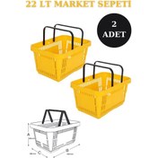 Resim 2 adet 22Litre Market ve Alışveriş Sepeti, Saplı Market Sepeti S 