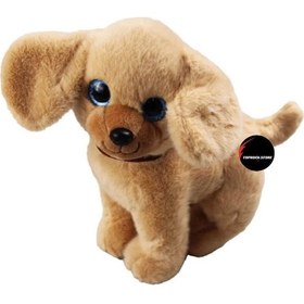 Resim Havlayan Ayakta Durabilen Sesli Köpek Peluş Oyuncak Uyku Arkadaşı Hediyelik Peluş 35 Cm Kahverengi 