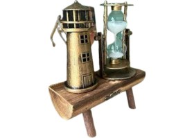 Resim Datatek Hediyelik Eşya Retro Ahşap Deniz Feneri Kum Saati Biblo 