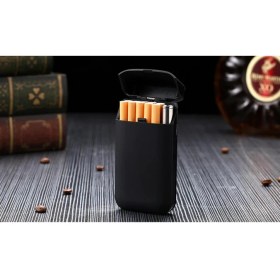 Resim Profisher Sigara Kutusu ve USB Şarjlı Çakmak Siyah 