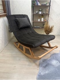 Resim Asedia Miskin Naturel Acı Kahve Ahşap Sallanan Sandalye Dinlenme Emzirme Baba Okuma Koltuğu 