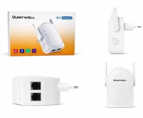 Resim Uniywell Wi-fi Repeater 300 Mbps Kablosuz Ağ Genişletici - Çift Antenli, Wps Destekli Sinyal Güçlendirici Menzil Arttırıcı 