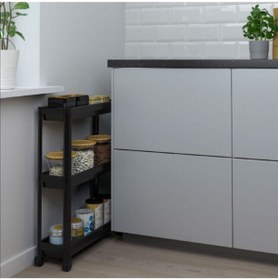 Resim Genel Markalar Tekerlekli Dikdörtgen 3 Katlı Raf Ünitesi - Banyo Mutfak Düzenleyici Organizer Siyah 