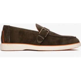 Resim Dericlub Erkek Hafif Tabanlı Toka Detaylı Loafer Gerçek Süet Deri Cr 2406 Haki 