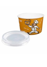 Resim Kağıt Çorba Kasesi Kapaklı 16 Oz 500'lü Karton Çorba Kasesi 