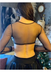 Resim Kayahan Collection Parlak Göğüsten Bağlamalı Kadın Şort Etekli Takım 