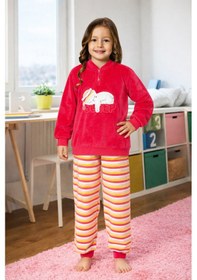Resim Kız Çocuk Kadife Pijama Takımı 1668 Fuşya Fuşya 