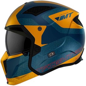 Resim Mt Streetfighter Sv Totem C3 Çene Açılır Kask Mat Mavi - Sarı 