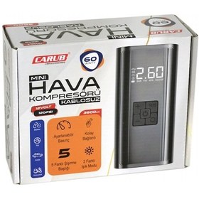 Resim Carub Hava Kompresörü Şarjlı Kablosuz Dijital 12v 60w 120psı 3600mah Usb/type C Br2491330 