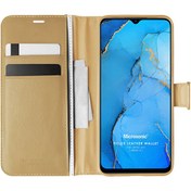 Resim Oppo A91 Kılıf Delux Leather Wallet Gold Microsonic