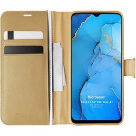 Resim Oppo A91 Kılıf Delux Leather Wallet Gold 