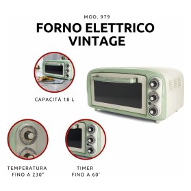 Resim Braventa Collection Fırın Yeşil 0979/04 - Pizza Fırını, 1380 Watt, 18 Litre Kapasite, 3 Pişirme Fonksiyonu, Paslanmaz Çe 