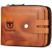 Resim Bullcaptain Gerçek Deri Erkek Rfid Blokajlı Bifold Cüzdan Kısa Sarı 