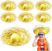 Resim Nessiworld Tropikal Parti Sarı Hasır Hawaii Şapkası 13x36 cm 
