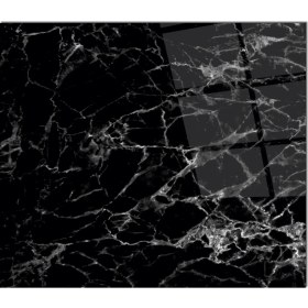 Resim Olinpa Cam Ocak Arkası Koruyucu | Siyah Mermer Desenli 