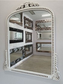 Resim Ayna Denizi Lady Aging White Model Eskitme Beyaz Renk Dekoratif Ayna Beyaz 