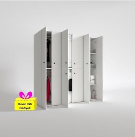 Resim Kenzlife Çamaşır-kurutma Makinesi Dolabı Ve Giysi Dolabı Suyuti Sağ Byz 180 170 60 + Tekli Duvar Rafı Hediye Beyaz 