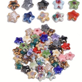 Resim 10 adet 14mm Karışık Renkli Yıldız Şekilli Seramik Boncuk - Moda Gevşek Boşluk Boncukları DIY, Zarif Bilezikler, Kolyeler, Küpeler, El Sanatları Aksesuarları, Erkek ve Kadın Hediyeleri, Takı Yapımı Malzemeleri | Canlı Boncuk Tasarımı | Pürüzsüz Dokusu 