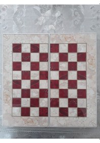 Resim Yenigün Kırmızı Mermer Desen Büyük Tavla Takımı 