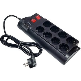 Resim Wınnboss 2mt 8li 3xusb Termal Akım Korumalı Priz 16a 4000w 