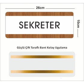 Resim zafrakreklam SEKRETER Ofis Departman Kapı İsimliği, Yönlendirme levhası 26X10Cm BEYAZ-CEVİZ 