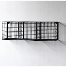 Resim Go Dekor Metal 3 Küp Gözlü Kafes Yatay Duvar Rafı/Kitaplık (100 x 33 x 23 cm) 