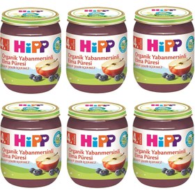 Resim Hipp Kavanoz Maması Organik Yabanmersinli Elma Püresi 125 gr 6 ADET 
