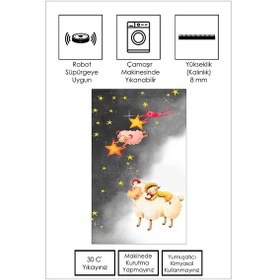 Resim West Home Makinede Yıkanabilir Kaymaz Taban Leke Tutmaz Yıldız Desenli Bebek Ve Çocuk Halısı Oyun Matı Wh 514 Black Siyah 