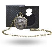 Resim ForWhat Büro Ev Ofis Hediyesi için Kutulu Antik Fil Motif Köstekli Saat 