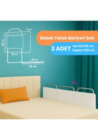 Resim Miralay Yeni Nesil Yatak Bariyeri 50 x 40 CM Beyaz 3 Adet 