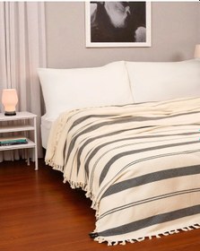 Resim Doğal Pamuk , Yumuşak , Çok Amaçlı Örtü , Koltuk Örtüsü , Battal Boy Pike 240 X 260 Cm - 5 - Lacivert Çapraz Lacivert 