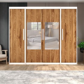 Resim Sürgülü Gardırop İki Taraflı Boydan Kapaklı Orta Sürgülü Dolap 60+140+60 Cm Parlak Beyaz + Ud 