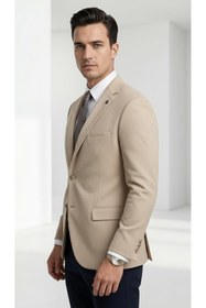 Resim Plus Scorpion Slim Fit Mikro Desenli Erkek Ceket Yazlık Pike Kumaş Çift Yırtmaç Blazer 