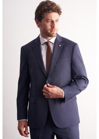 Resim İmza Lacivert Mono Yaka Kendinden Desenli Esnek Bel 4 Drop Comfort Fit Takım Elbise 1001255169 Lacivert 