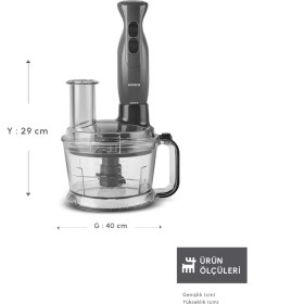 Resim Özbience Çok Fonksiyonlu Mutfak Robotu ve Blender Seti, Space Gray, 2000W 