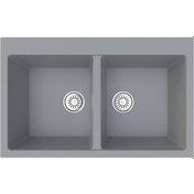 Resim Gradde Gri Çıft Goz Granıt Eviye 51 x 82 Gr815 