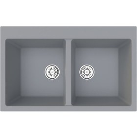 Resim Gradde Gri Çıft Goz Granıt Eviye 51 x 82 Gr815 