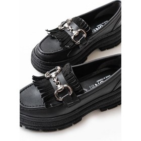 Resim 749-750 Siyah Tokalı Günlük Yüksek Tabanlı Loafer Ayakkabı Siyah 