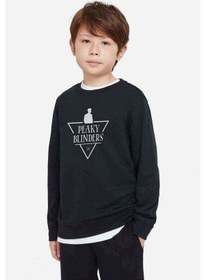 Resim Peaky Blinders Tommy Shelby Baskılı Unisex Çocuk Siyah Sweatshirt Siyah 