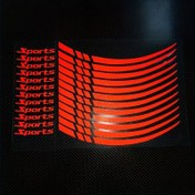 Resim Sporlu Yansıtıcı Tekerlek Merkezli Sticker Seti - Yapışkanlı Otomobil Aksesuarı Spor Yazıları, 18" ile 21" Tekerlek, Parlak Bitiş, Polietilen Malzeme, Tek Kullanım, Sol Tarafta Süsleme, Motosiklet Tekerlek Süsleme | Sporlu Tekerlek Tasarımı | Yansıtıcı Stickerlar, Motosiklet Aksesuarları 