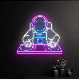 Resim Dj Astronot Figürlü Neon Tabela Pembe 