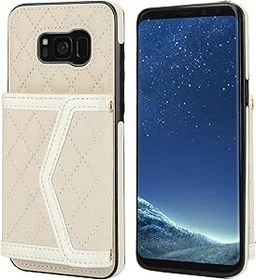 Resim VQWQ Samsung Galaxy S9-1,5 m ile uyumlu cep telefonu kılıfı, deri çanta, katlanır kılıf, metal düğme, RFID blok, stant fonksiyonlu, cüzdan, kılıf, Samsung Galaxy S9 [XR] için, beyaz 