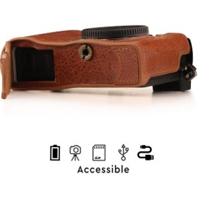 Resim MegaGear Panasonic Lumix Dc-gx9 (tek Dip) Hakiki Deri Fotoğraf Makinesi Kılıfı 