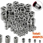 Resim 400 Parça 304 Paslanmaz Çelik Helicoil Diş Onarım Kiti (M3 M4 M5 M6 M8 M10 M12) - Yüksek Mukavemetli Tel Diş Takozları, Tam Kaplama ve Aşınma Direnci ile Motor ve Makine Tamiri için Metal Diş Geri Yükleme Aracı 