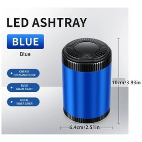 Resim Xuweiwei 1pc Universal Fit Led Araba Küllüğü Blue Long Premium Abs Malzeme Anti Sıçrama Kapaklı Kolay Sökülür Termal İzolasyon Metal İç Astar 