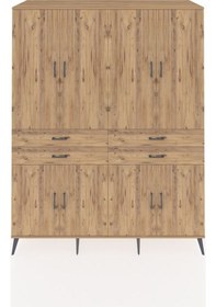 Resim Kronos Gardrop 8 Raflı 4 Çekmeceli 8 Kapaklı 176x59x221 Çam-çam Çam 