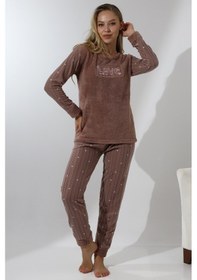 Resim Wordex Fawn 5019 Peluş Welsoft Polar Kışlık Yumoş Kadın Pijama Takımı Love Vizon 