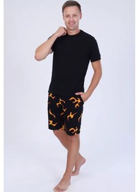 Resim Natali Erkekler İçin Eşofman Üstü Ve Şortlu Pijama Takımı 241334254 Siyah 