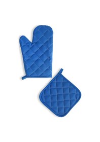 Resim Yanmaz Fırın Eldiveni Ve Fırın Tutacağı 1 Eldiven 1 Tutacak Mavi 