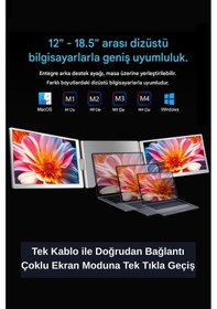 Resim Ultrax 16" İkili Taşınabilir Monitör Çoklu Ekran 1200p Fhd Ips Sabit Notebook Monitör 